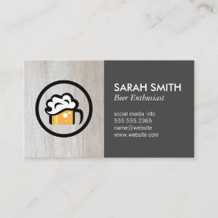 Beer Glass Logo   Brewery   Wood Brewery Business Card