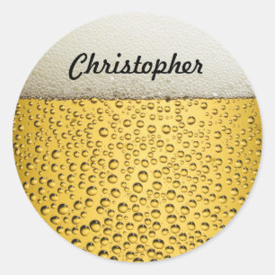 Beer Glass Personalise Photo Classic Round Sticker