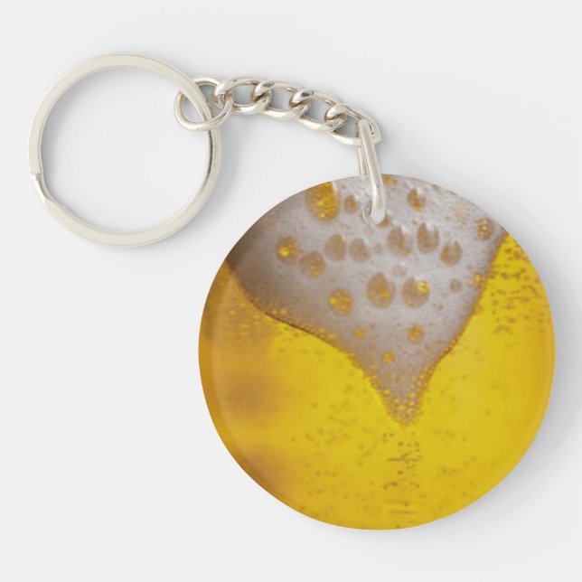 Beer Glass with Bubbles and Foam Key Ring (Front)
