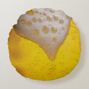 Beer Glass with Bubbles and Foam Round Cushion
