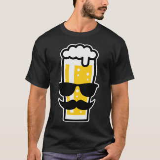 Beer Glass With Sunglasses Moustache Funny 3C T-Shirt