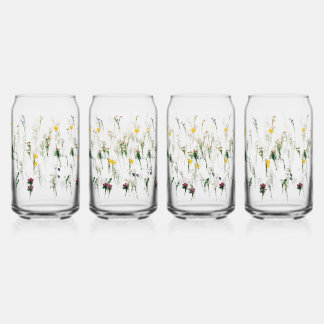 Beer Glasses, Mugs & Steins floral pattern design Can Glass