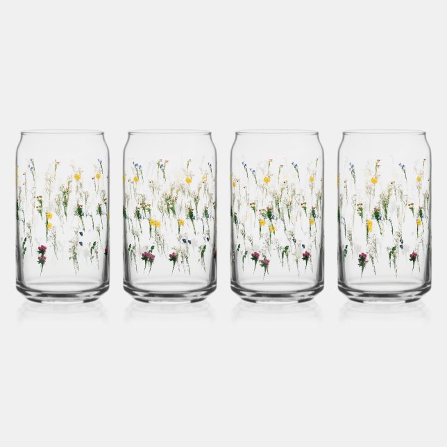 Beer Glasses, Mugs & Steins floral pattern design Can Glass (Front)