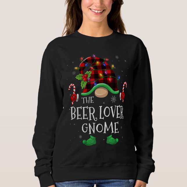 Beer  Gnome Buffalo Plaid Matching Family Christma Sweatshirt (Front)