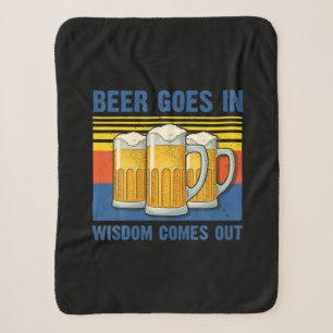 Beer Goes In Wisdom Comes Out Vintage Birthday Sherpa Blanket
