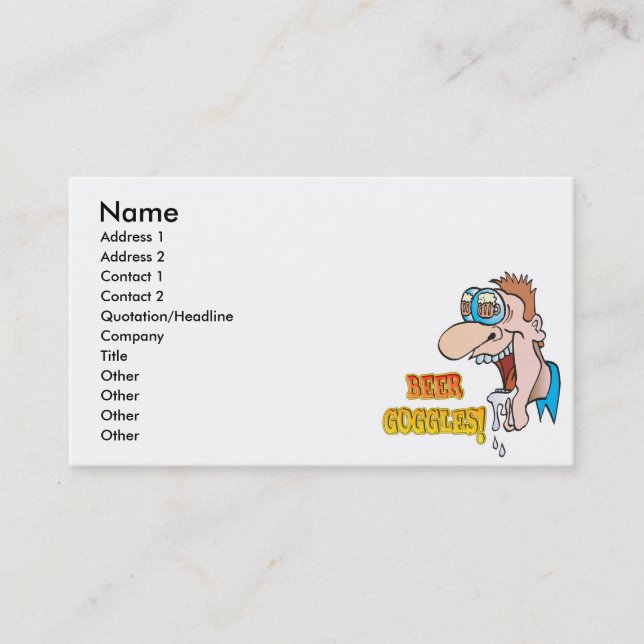 BEER GOGGLES funny drinking design Business Card (Front)