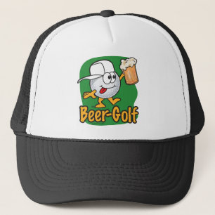Beer Golf Drunk Cartoon Golf Ball Trucker Hat