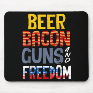 Beer Guns Bacon Freedom Patriotic American 2A Beer Mouse Pad