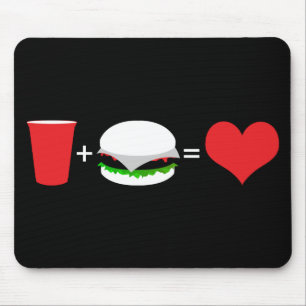 beer + hamburger = love mouse pad