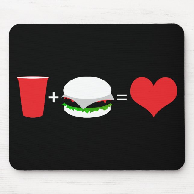 beer + hamburger = love mouse pad (Front)