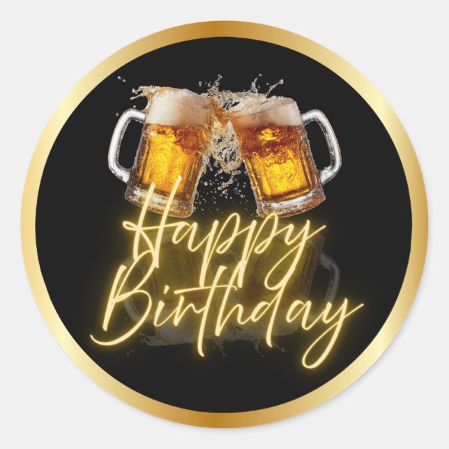 Beer Happy Birthday Stickers (Front)