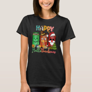 Beer Happy Hallothanksmas Thanksgiving Halloween C T-Shirt