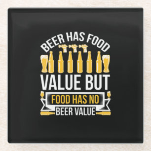 Beer Has Food Value Birthday Glass Coaster
