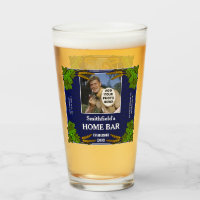 Beer Home Bar Hops Barley Custom Photo Name Blue