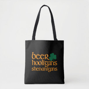 Beer Hooligans Shenanigans Shamrock Logo Tote Bag