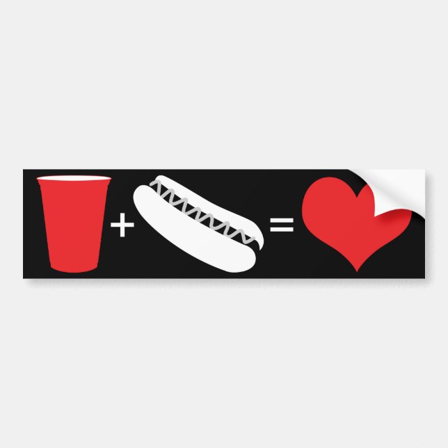 beer + hot dogs = love bumper sticker (Front)