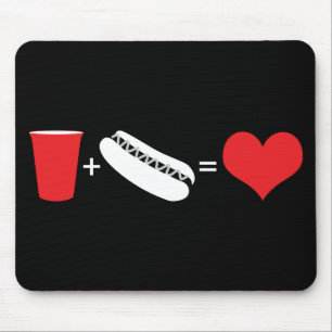 beer + hot dogs = love mouse pad