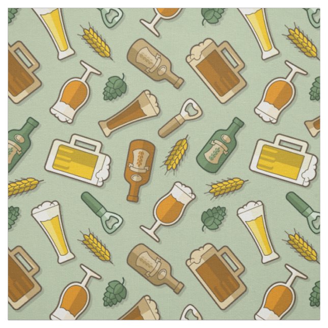Beer Icons Pattern Fabric (Swatch)