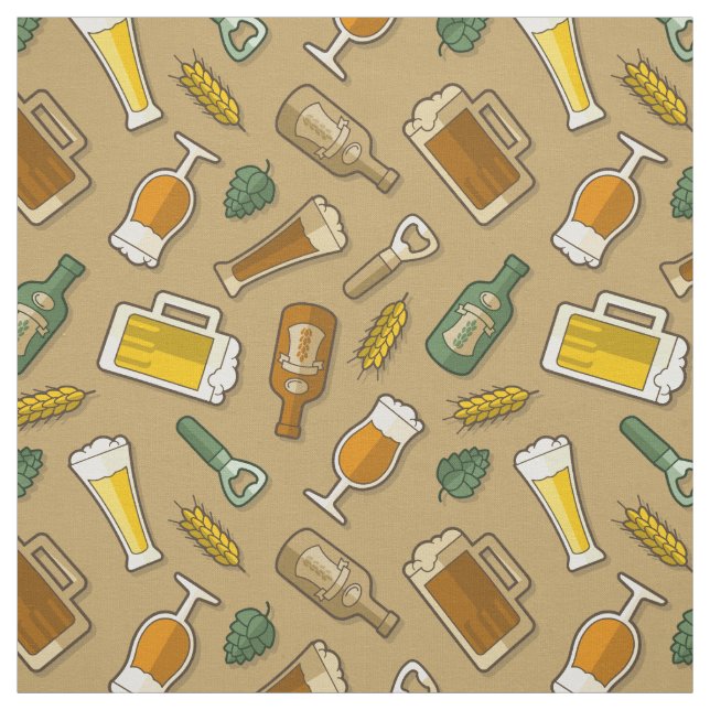 Beer Icons Pattern Fabric (Swatch)