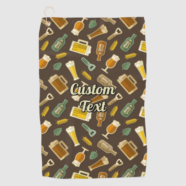 Beer Icons Pattern Golf Towel (Front)