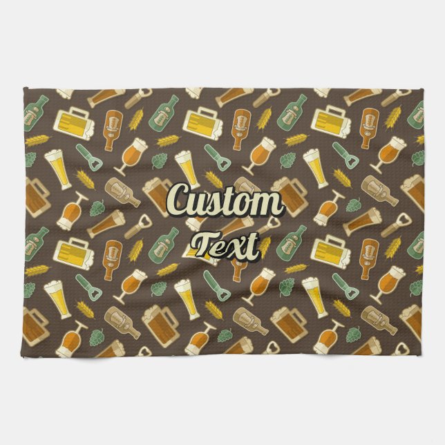 Beer Icons Pattern Kitchen Towel (Horizontal)