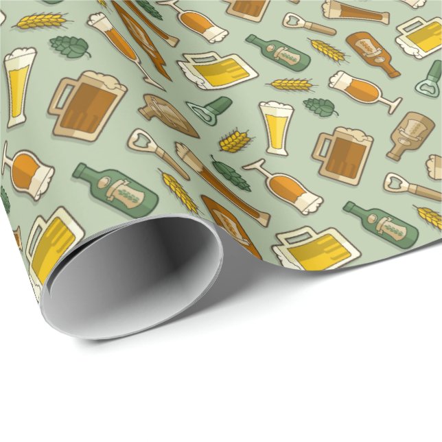 Beer Icons Pattern Wrapping Paper (Roll Corner)