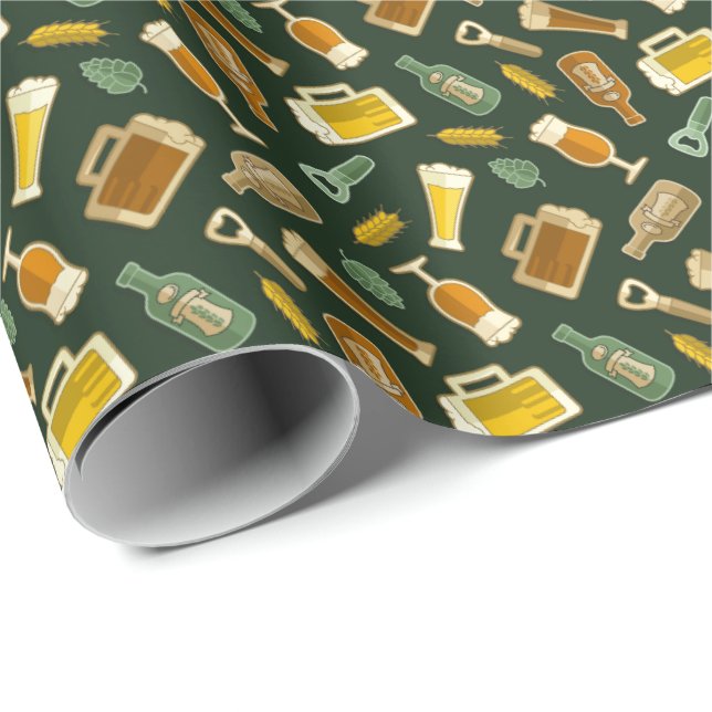 Beer Icons Pattern Wrapping Paper (Roll Corner)