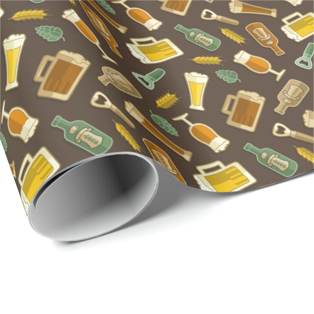 Beer Icons Pattern Wrapping Paper (Roll Corner)