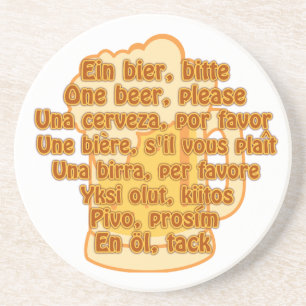 BEER in languages custom coaster