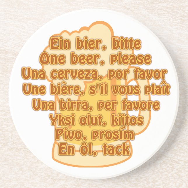 BEER in languages custom coaster (Front)