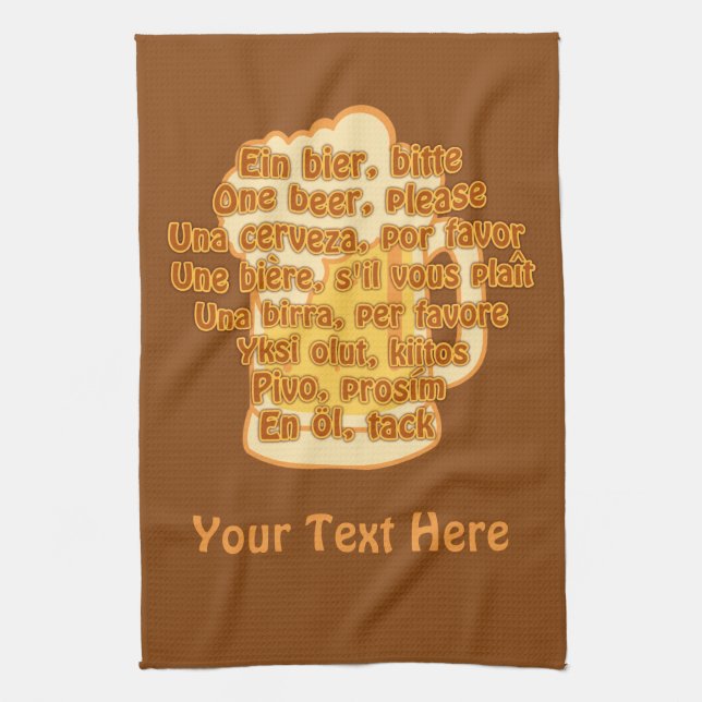 BEER in languages custom kitchen towel (Vertical)