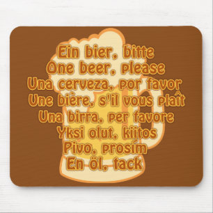 BEER in languages custom mousepad