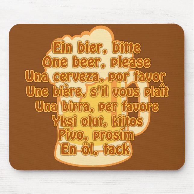 BEER in languages custom mousepad (Front)