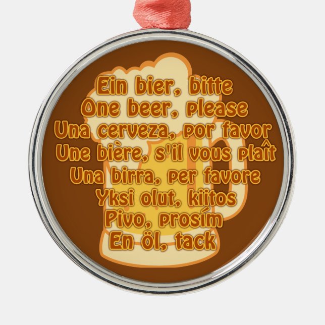 BEER in languages custom ornament (Front)