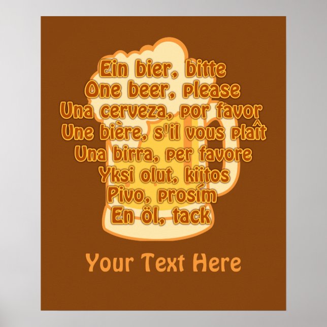 BEER in languages custom poster (Front)