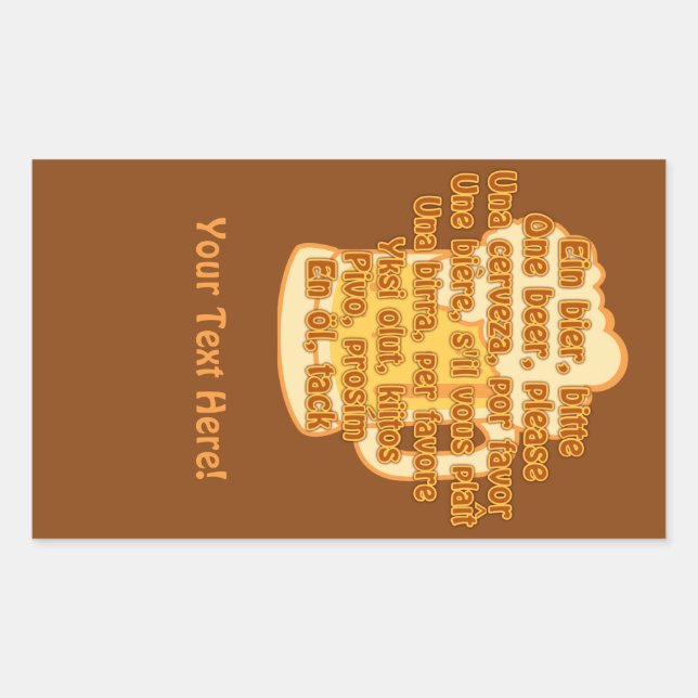 BEER in languages custom stickers (Front)