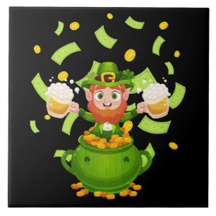 Beer Irish Leprechaun Saint Patrick's Day Ceramic Tile
