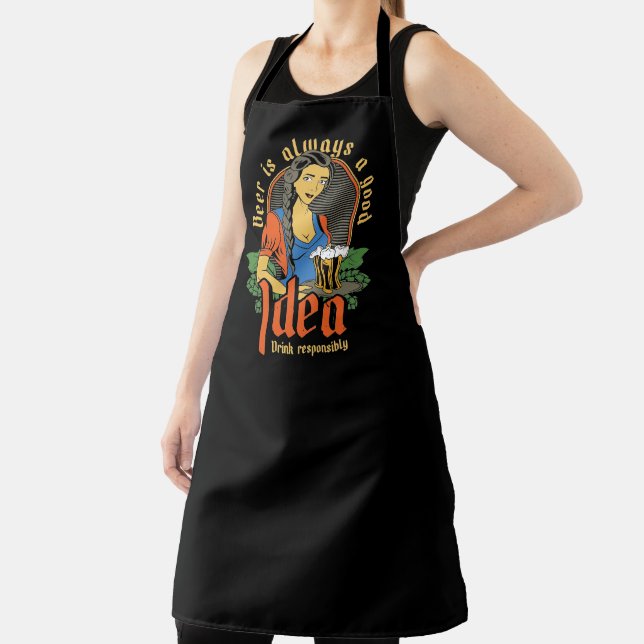 Beer Is Always A Good Idea Fun Bartender  Apron (Insitu)