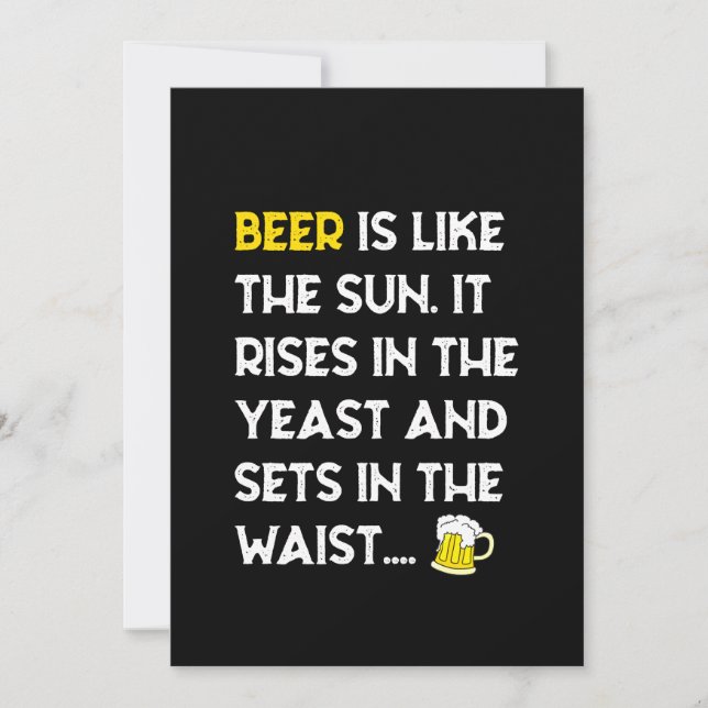 Beer Is Like The Sun Funny Beer Sayings Humour Save The Date (Front)