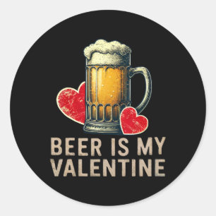 Beer Is My Valentine Vintage Beer Gles Hearts Desi Classic Round Sticker