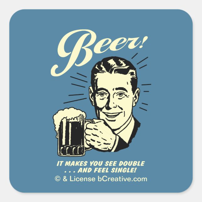 Beer: It Makes You See Double Square Sticker (Front)
