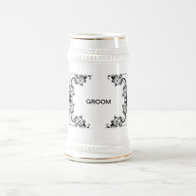 beer jar  VINTAGE FLORAL BLACK AND WHITE DAMASK