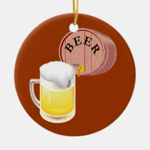 Beer keg and beer stein ceramic ornament