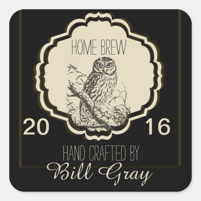 Beer Label Fully Customisable with Owl (Front)