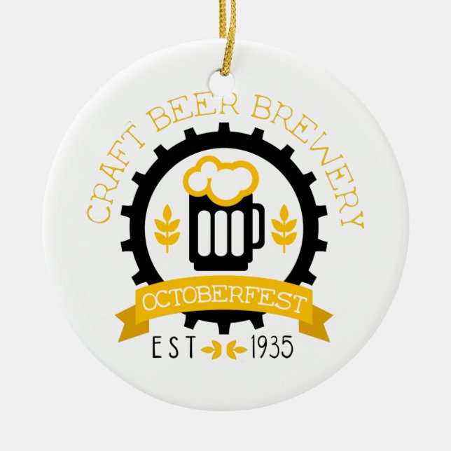 Beer Logo Design Template With Pint Ceramic Tree Decoration (Front)