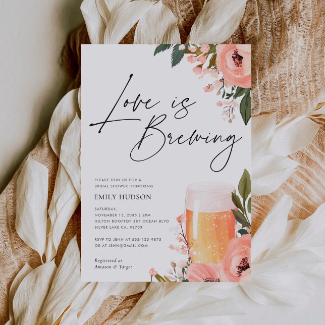 Beer Love is Brewing Bridal Shower Invitation (Creator Uploaded)