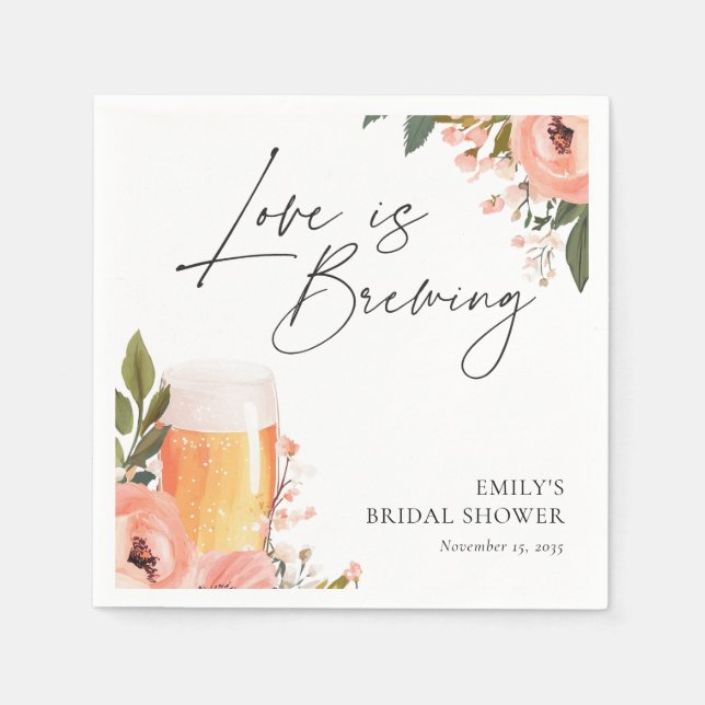 Beer Love is Brewing Bridal Shower Napkin (Front)