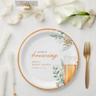 Beer Love is Brewing Bridal Shower Paper Plate
