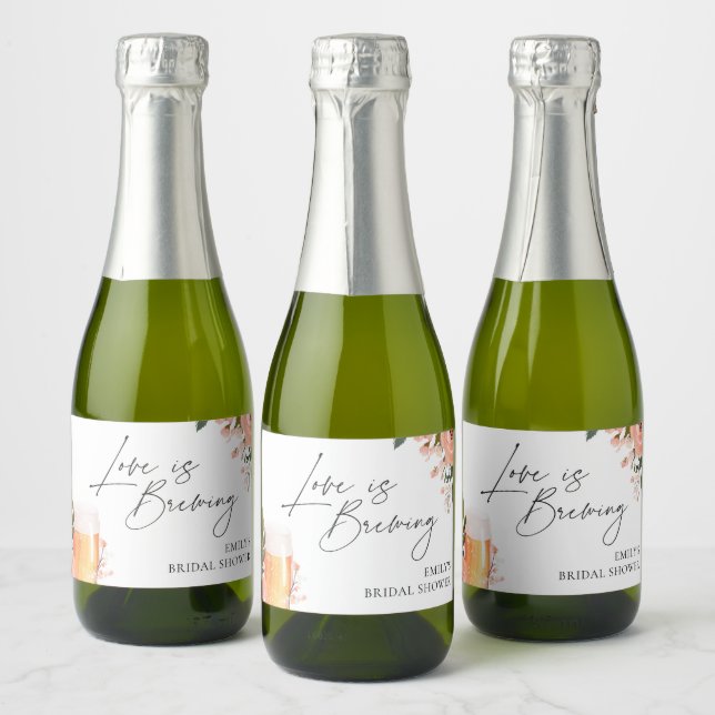 Beer Love is Brewing Bridal Shower Sparkling Wine Label (Bottles)