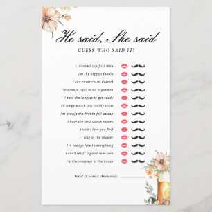 Beer Love is Brewing He Said She Said Bridal Game